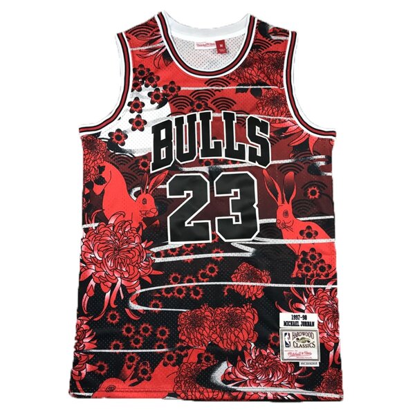 Maillot Basketball Édition Spéciale Rouge/Noir Floral #23