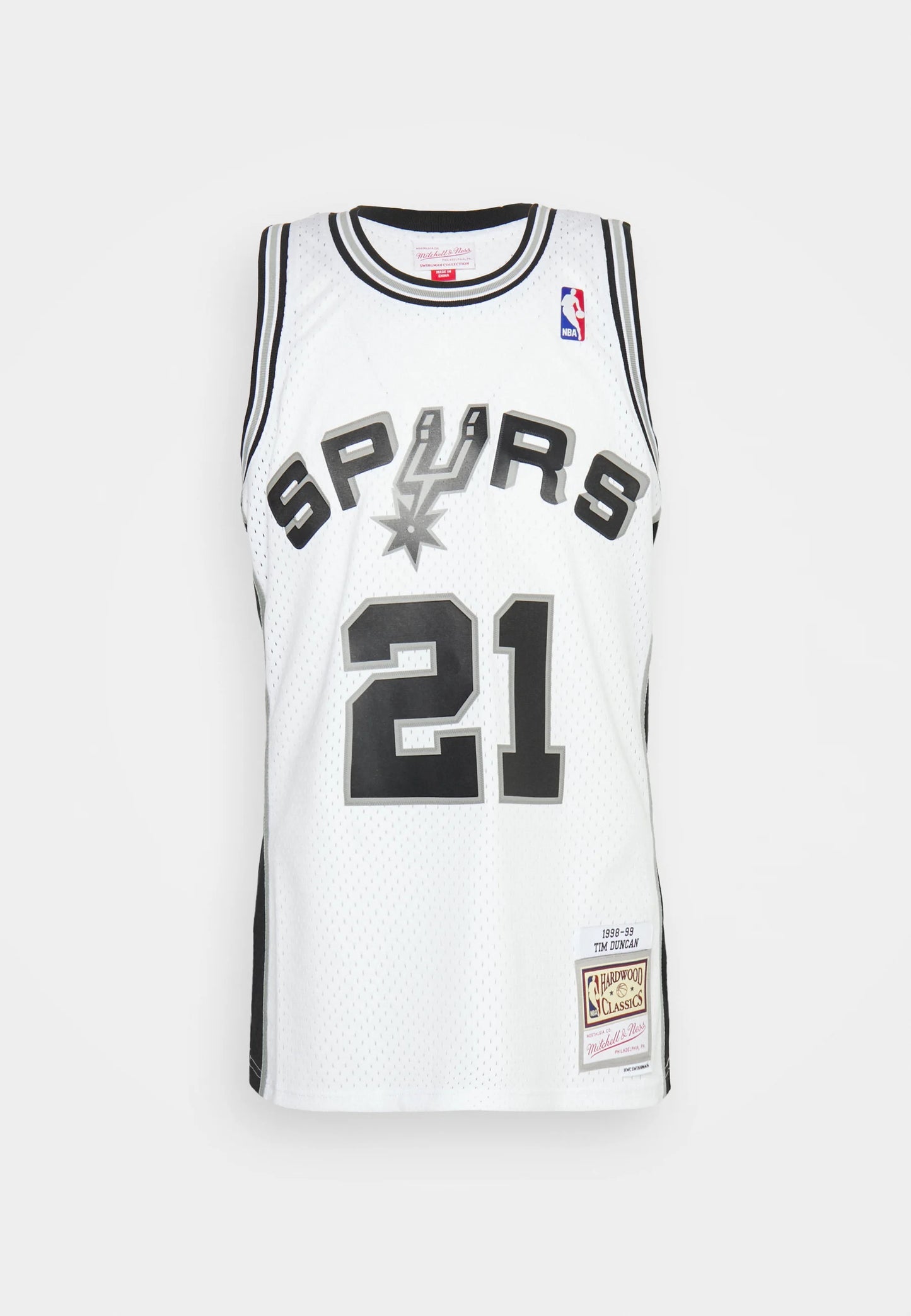Maillot Basketball Rétro Blanc/Gris/Noir #21