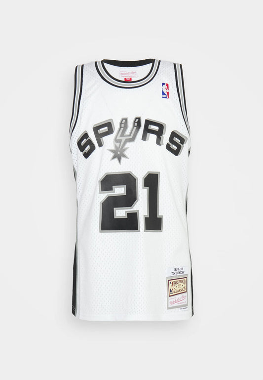 Maillot Basketball Rétro Blanc/Gris/Noir #21